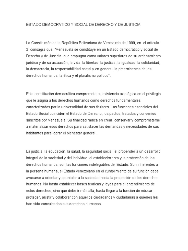 Estado Democratico y Social de Derecho y de Justicia | PDF | Estado ...
