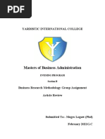 Masters of Business Administration: Yardistic International College