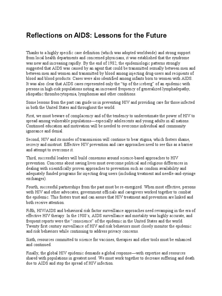 Reflections On AIDS | PDF | Fossil | Hiv/Aids