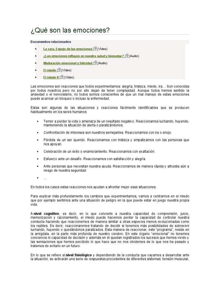 Las Emociones | PDF | Temor | Las emociones