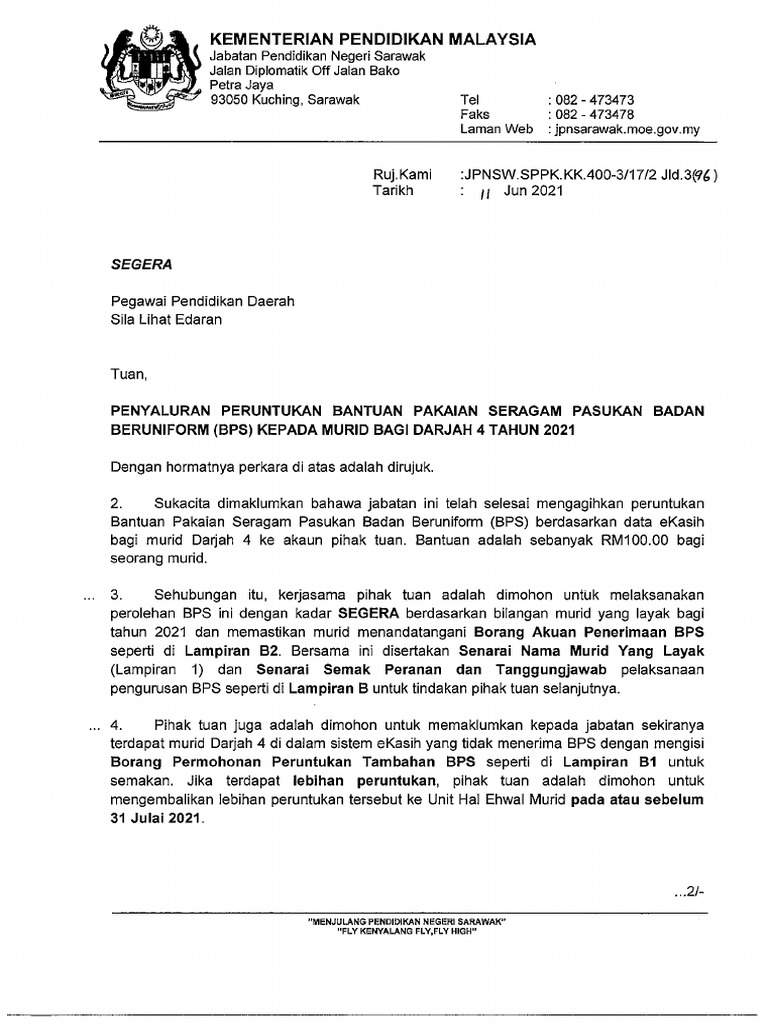 Penyaluran Peruntukan Bps Darjah 4 0001 Pdf