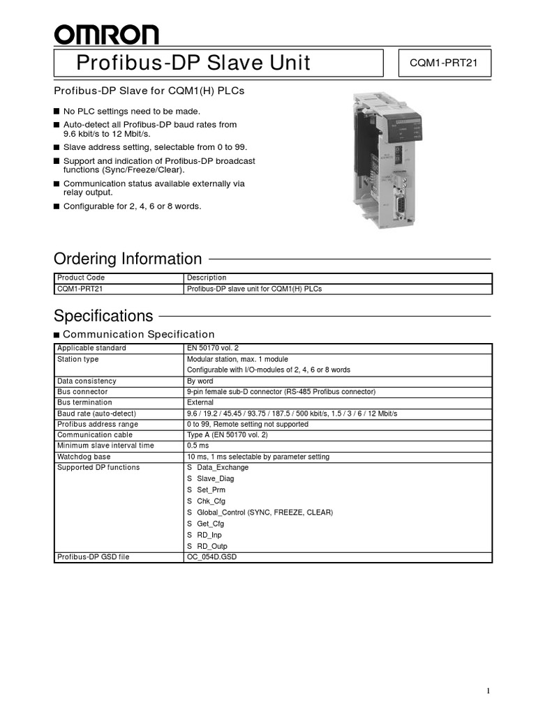 Profibus-DP Slave Unit: Ordering Information | PDF | Programmable Logic ...