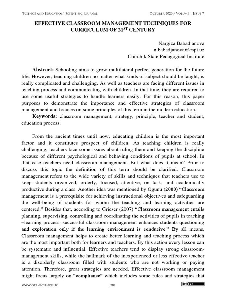 21st Century Classroom Management Strategies | PDF | Classroom ...