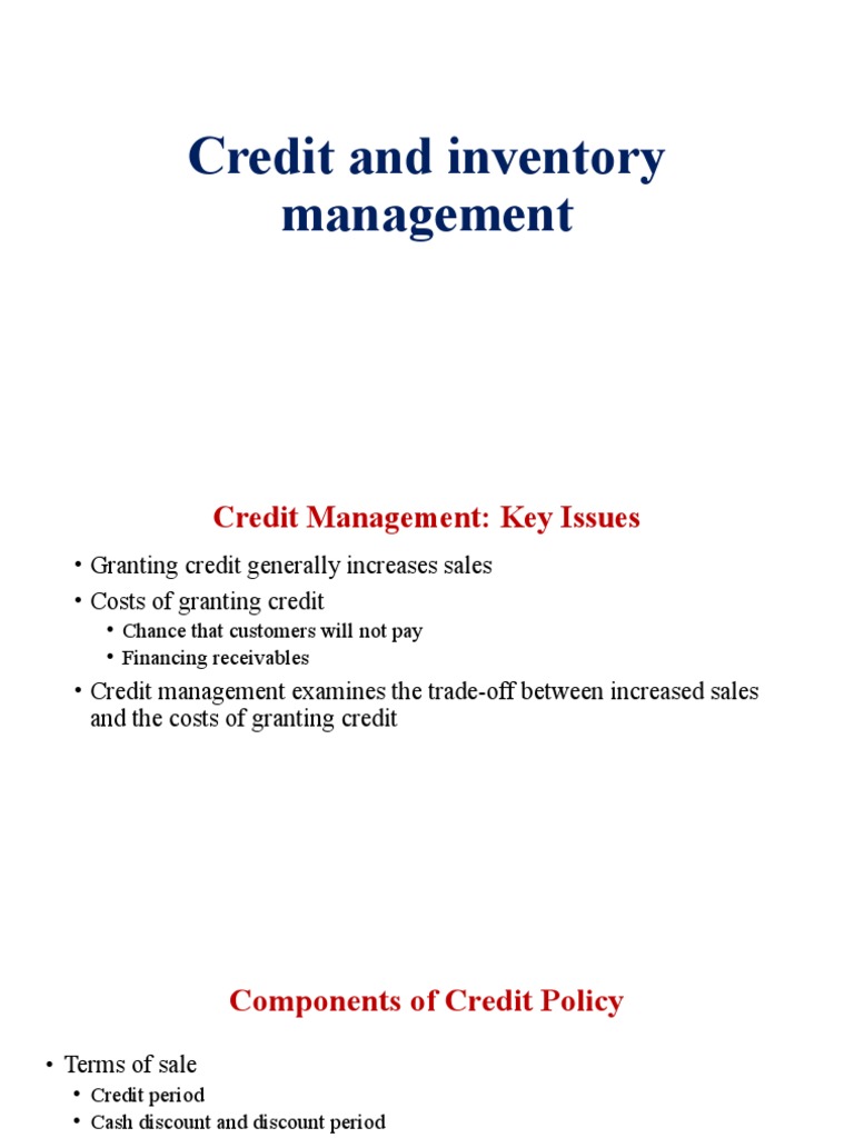 Credit and Inventory Management Strategies | PDF | Inventory | Net ...