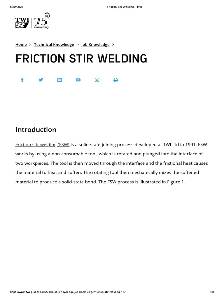 Friction Stir Welding - TWI | PDF | Welding | Construction