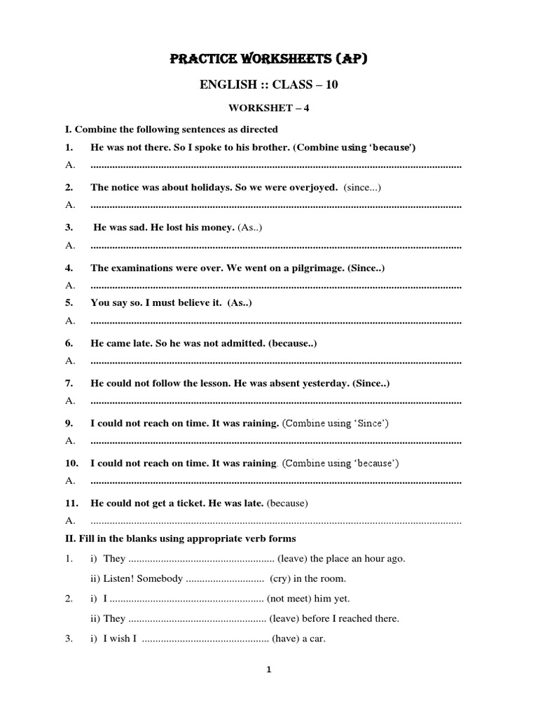 English Grammar Practice Worksheets | PDF | Worksheet