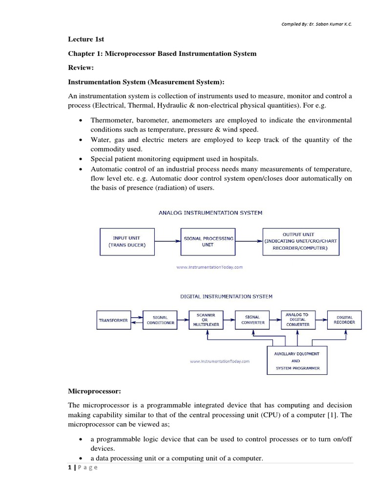 Lecture 1st chapter 1 microprocessor based instrumentation system