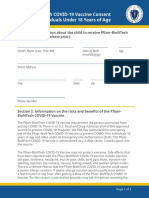 Pfizer-Biontech Covid-19 Vaccine Consent Form For Individuals Under 18 Years of Age