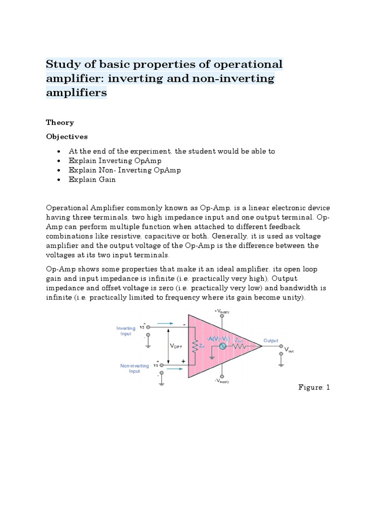 1 Study of Basic Properties of Operational Amplifier Theory PDF
