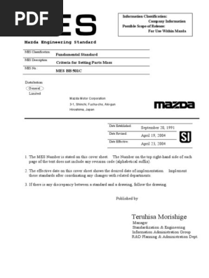 Mazda Engineering Standard: Teruhisa Morishige | PDF | Significant