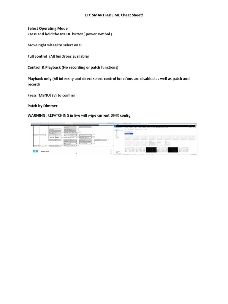 ETC SMARTFADE ML Cheat Sheet PDF