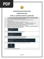 International Indian School, Riyadh WORKSHEET (2020-2021) Grade - Xii - Informatics Practices - Second Term