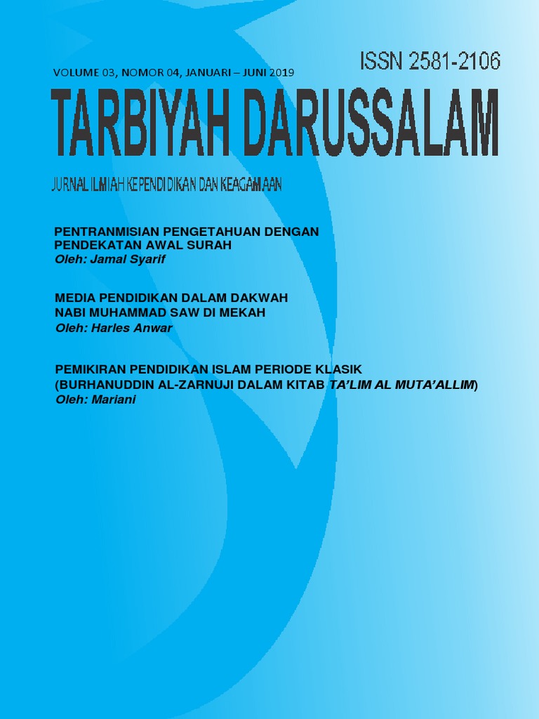 Pemikiran Pendidikan Islam Periode Klasik Burhanuddin Al Zarnuji Dalam Kitab Ta Lim Al Muta Allim Pdf