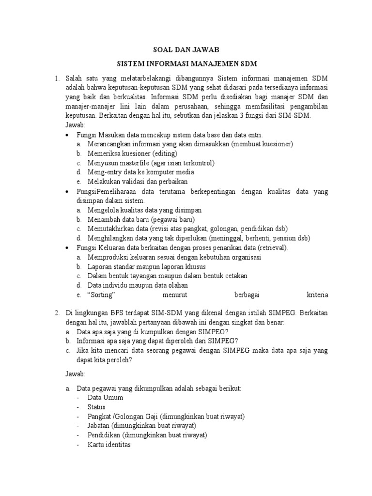 Soal Dan Jawab Sim-Sdm | PDF | Komputer