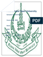 Allama Iqbal Open University: Semester Terminal Exam