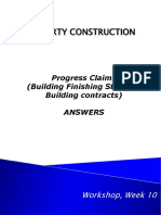 Property Construction: Progress Claims (Building Finishing Stages & Building Contracts) Answers