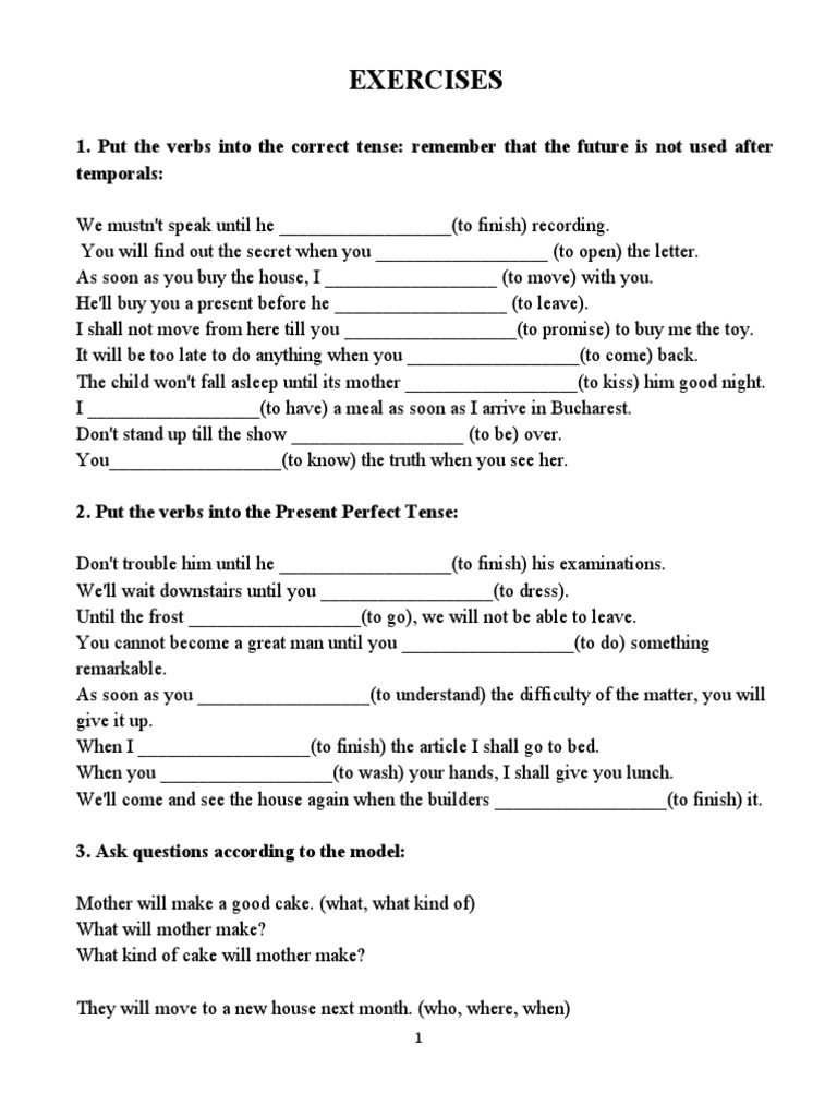 Future Tense Exercises Worksheet | PDF | Linguistic Typology | Grammar