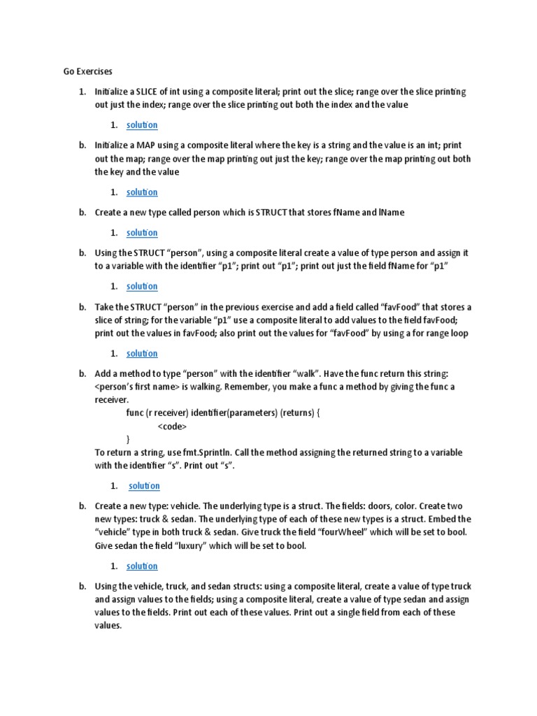 Go Exercises | PDF | Subroutine | Object Oriented Programming