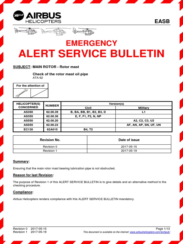 Alert Service Bulletin Emergency PDF Helicopter Aviation