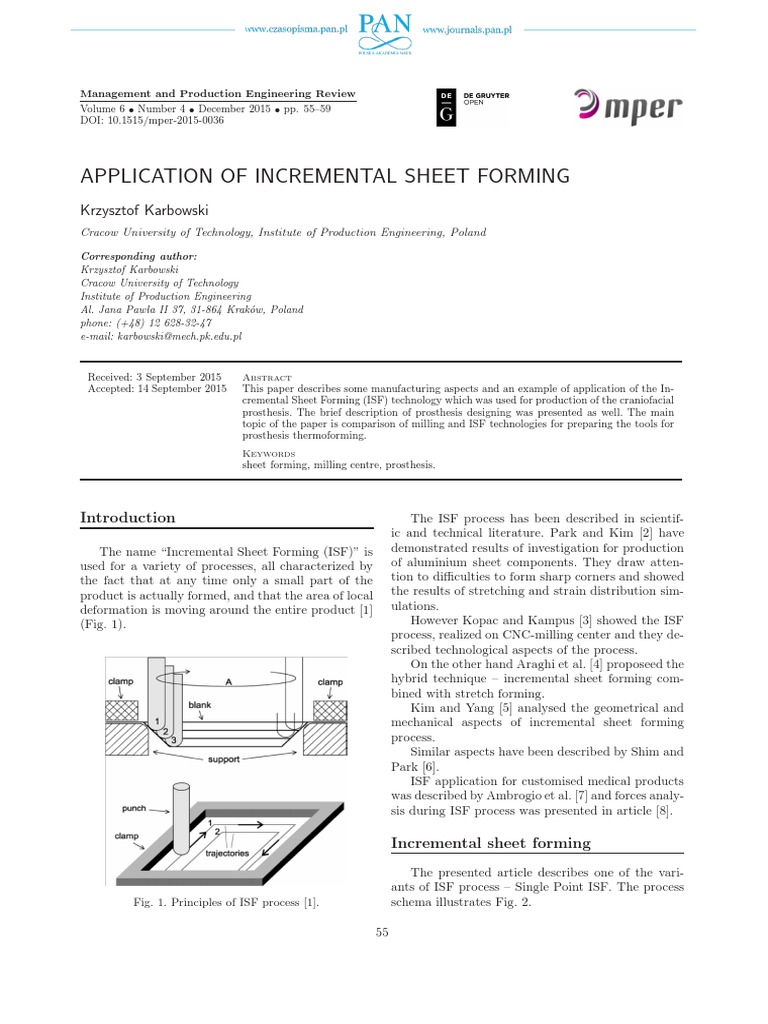 Incremental Sheet Forming in Prosthetics | PDF | Sheet Metal | Machining