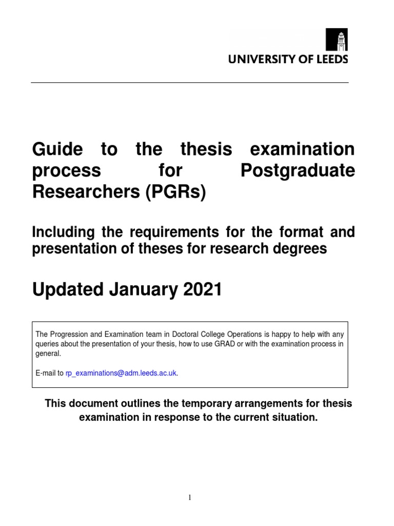 thesis examination outcomes