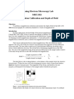 Scanning Electron Microscopy Lab MSE 2021 Magnification Calibration and Depth of Field