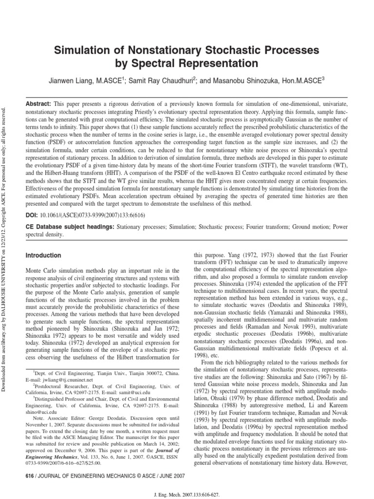 Simulation of Nonstationary Stochastic Processes by Spectral ...