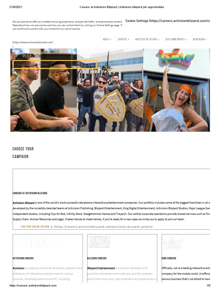 Careers at Activision Blizzard Activision Blizzard Job Opportunities