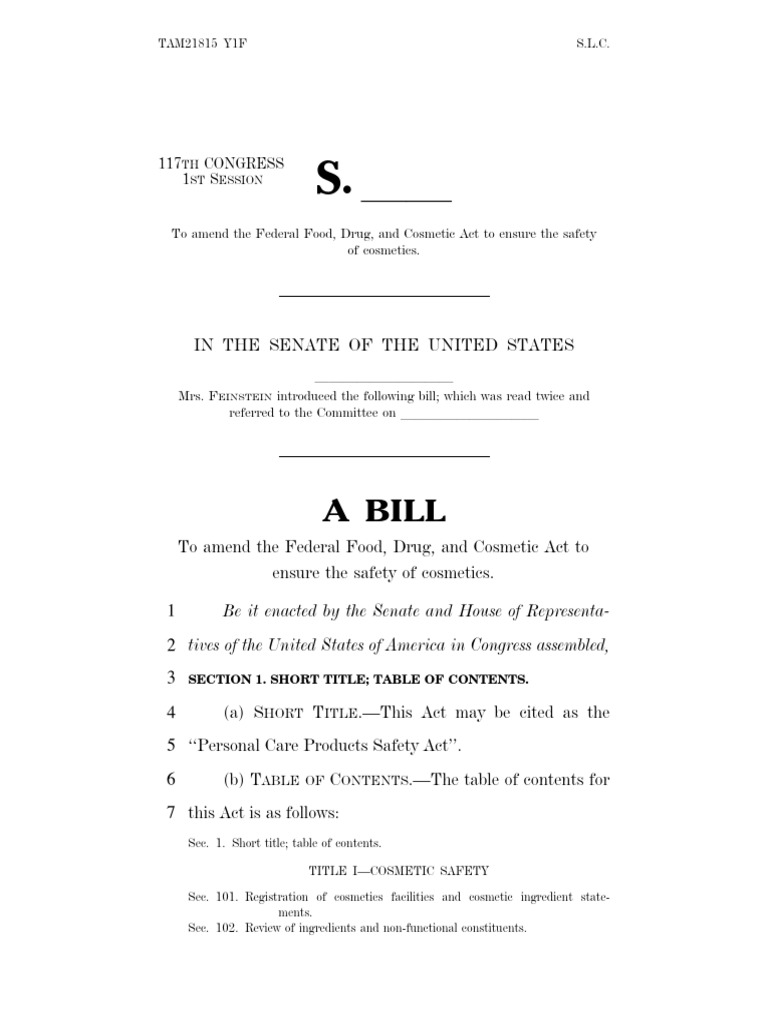 Personal Care Products Safety Act Download Free PDF Cosmetics