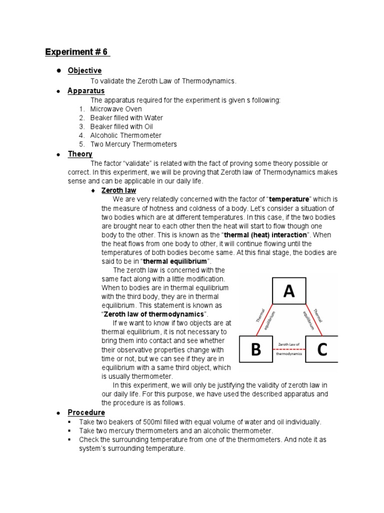 Validating the Zeroth Law of Thermodynamics | PDF | Temperature ...