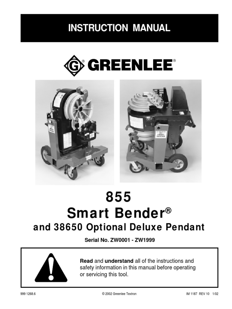 855 Smart Bender: Instruction Manual | PDF | Electrical Connector | Ac ...
