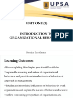 Unit One (1) Introduction To Organizational Behaviour: Service Excellence