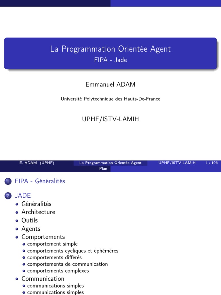 Programmation Orientée Agent avec JADE | PDF | Programmation ...