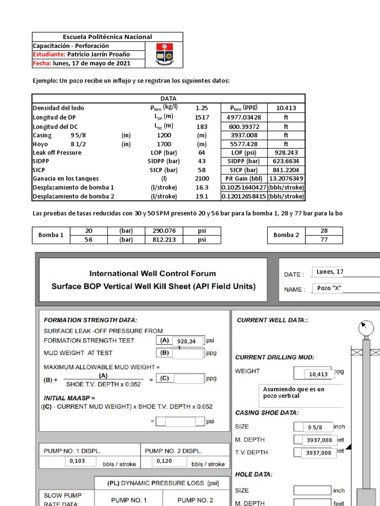 Análisis de Perforación y Presión en Pozo Vertical | PDF