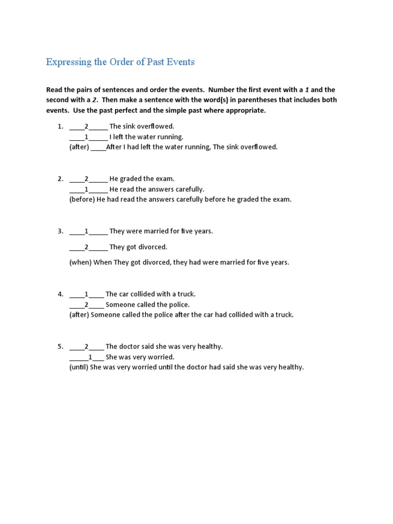 Ordering Past Events with Sentences | PDF