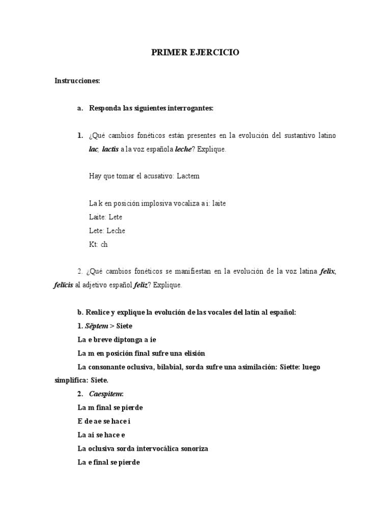 Ejercicios de Evolución de Vocales | PDF | Estudios de idiomas extranjeros