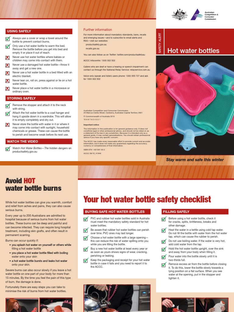 Hot Water Bottles Safety Alert PDF Burn Water