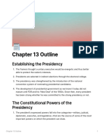 Chapter 13 Outline: Establishing The Presidency