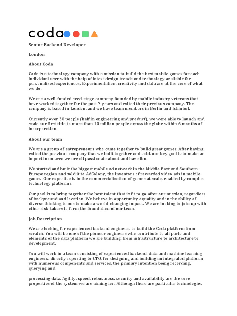 Senior Backend Developer in London | PDF | Relational Database ...