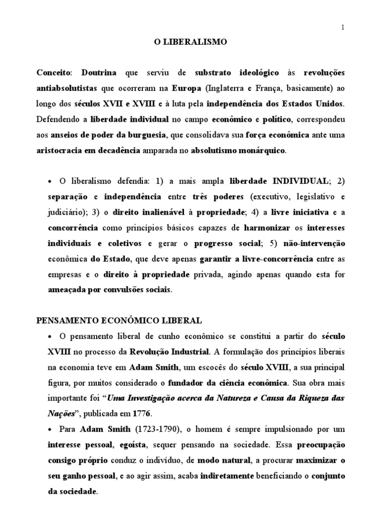 Princípios do Liberalismo e Sociedade | PDF | Liberalismo | Burguesia