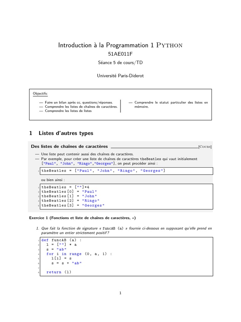 Introduction à la Programmation Python | PDF | Structure de contrôle ...