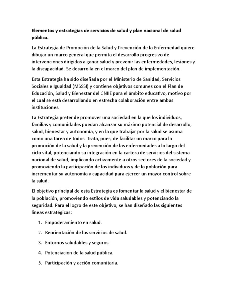 Estrategias de Salud Pública y Bienestar | PDF | Promoción de la salud ...