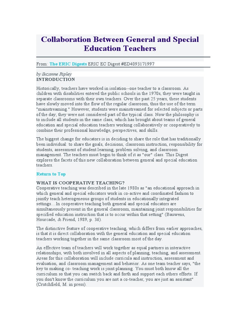 collaboration in special education