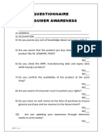 Questionnaire Consumer Awareness