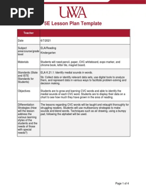 kindergarten lesson plan
