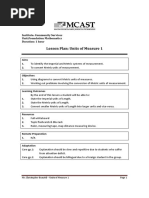 Lesson Plan Lesson Plan: Units of Measure 1