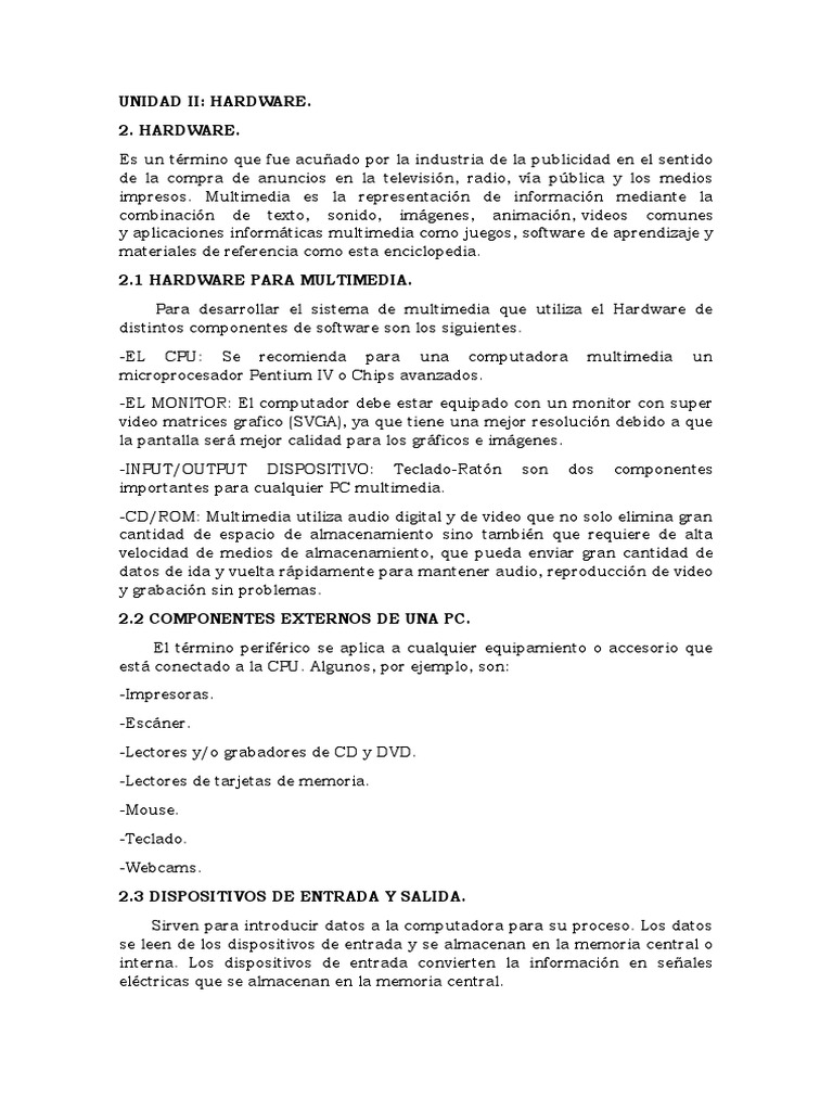U2 Hardware | PDF | Hardware de la computadora | Almacenamiento de ...