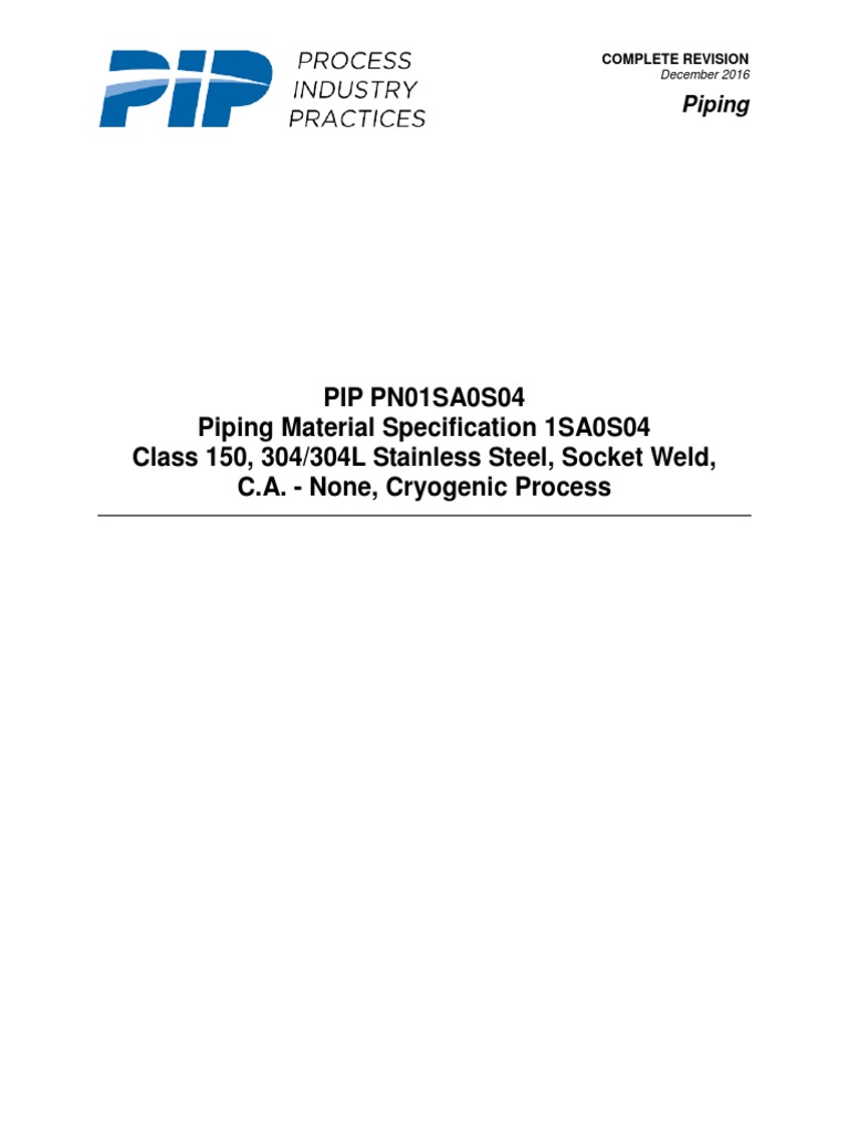 Piping Material Specification 1SA0S04 | PDF | Valve | Plumbing