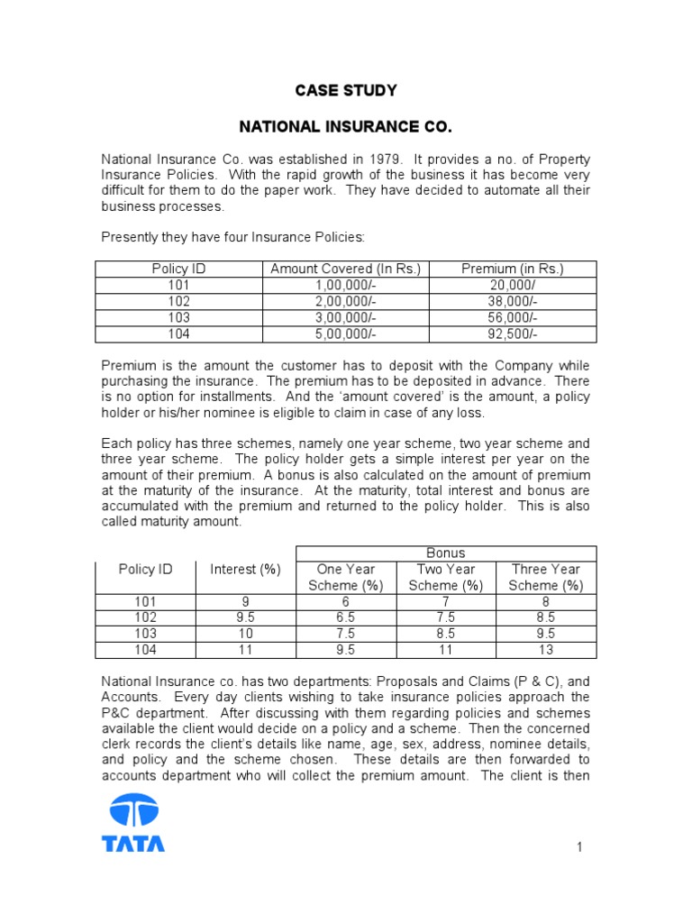 case study of insurance company