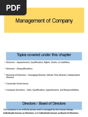 Management-Of-Company | Pdf | Board Of Directors | Corporate Governance